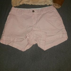 Pink and white seersucker shorts